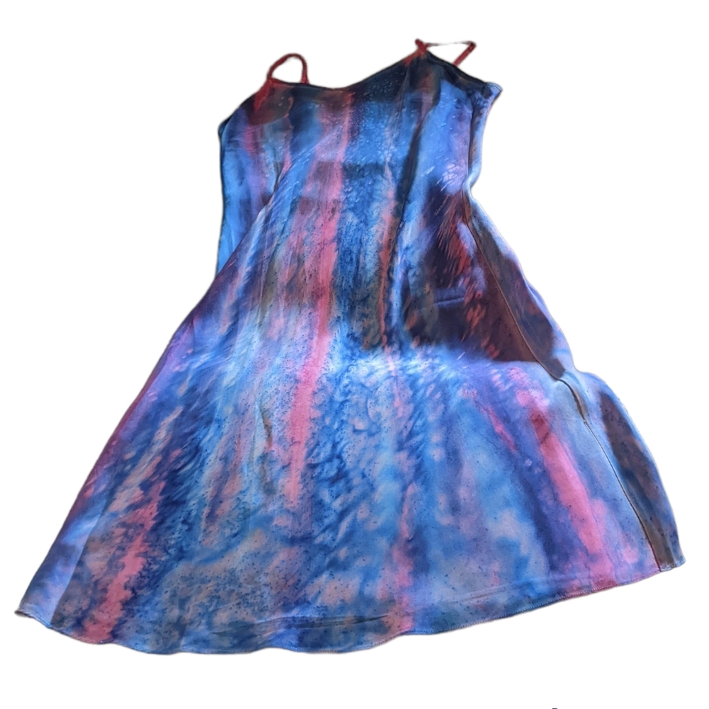 Handpainted Charmeuse satin Dress. Original. One of a kind Boho